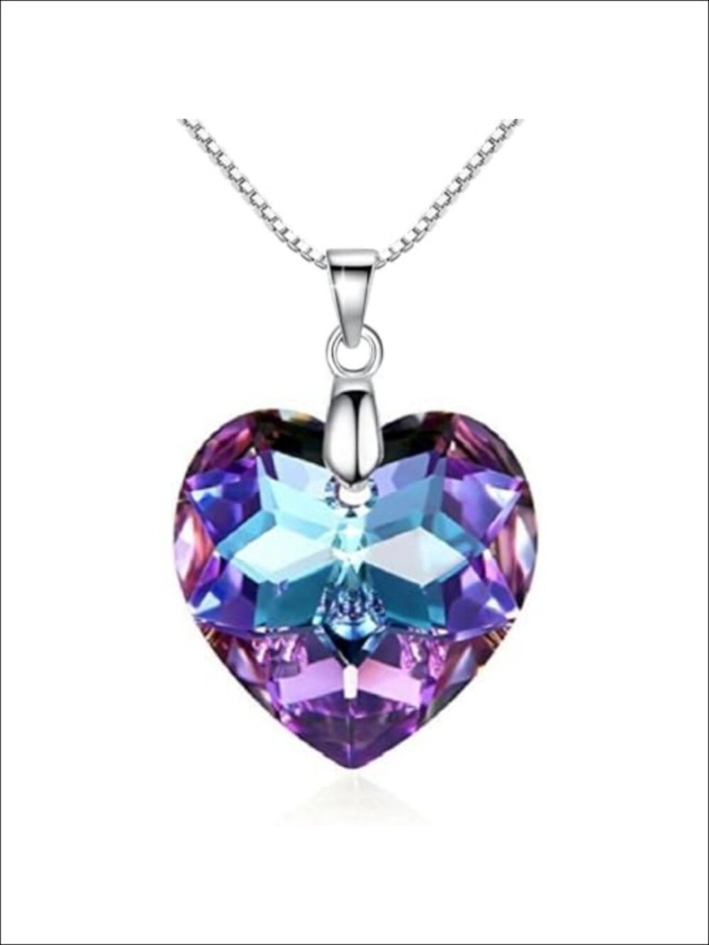Sterling Silver Crystal Heart Pendant Necklace 18 inches Women's Jewelry Gift